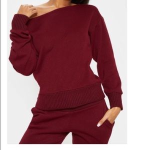 Auriel Burgundy Jogger Jumper Knitted Lounge Set